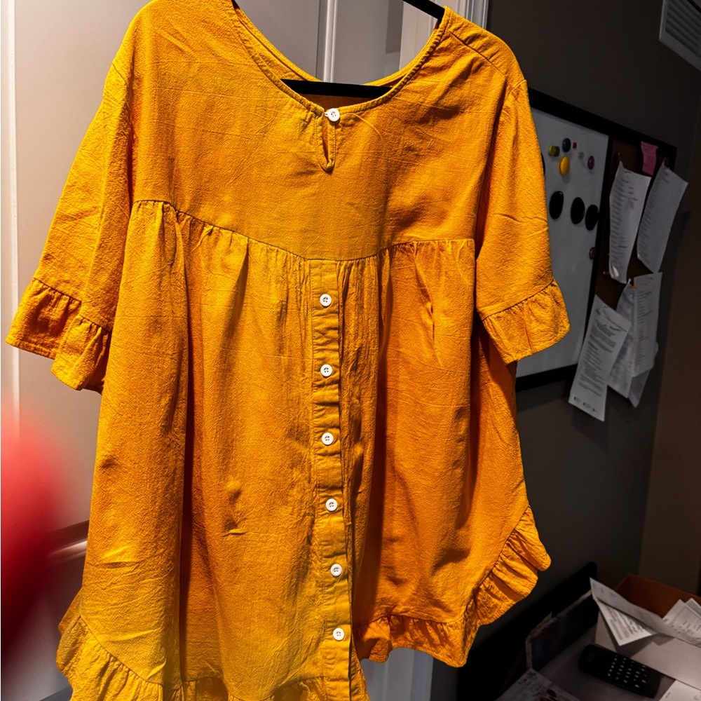 Yellow Cotton Blend Fabric - Picture 3 of 5